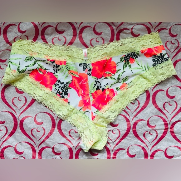NWT VS PINK Cotton & Lace floral cheeky panty underwear Medium - Picture 2 of 3